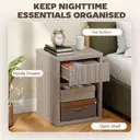 HOMCOM Modern Bedside Table Set of 2, Bedside Cabinet with Drawer and Open Shelf, Side End Table, Nightstand for Bedroom, Oak image 3