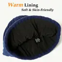 TOP-EX 100% Merino Wool Beanie Fleece Lined Hat Watch Cap for Cold Weather Winter Warm M/L Navy image 3