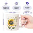 Alphynix 1pc 11oz White Ceramic Mug Featuring a Vibrant Sunflower and Butterfly Design, Uplifting Gift for Birthday or Celebration image 7