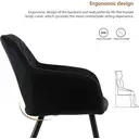 CLIPOP Velvet Dining Chair Set of 2 Padded Dining Table Armchairs with Metal Legs, Upholstered Tub Chairs Dining Room Kitchen Living Room Waiting Room 0198 black 45*52*83 cm image 7