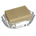 Interiors by Premier Clear Glass Soap Dish, Geometric Design Transparent Soap Storage Case,  Compact Soap Tray & Stand For Shower image 1