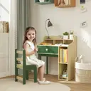 AIYAPLAY Kids Desk and Chair Set, Children Study Table and Chair Set with Hutch, Drawer, Storage Shelves for Studying, Reading, Drawing, for Ages 3-10 Years, Green image 3