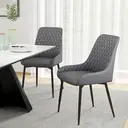 HOMCOM Set Of 2 Quilted PU Leather Dining Chairs with Metal Frame 4 Legs Foot Caps Home Seating Modern Stylish Executive Grey image 1