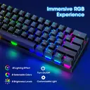 ETek 60% Tri-Mode mechanische Tastatur, US-QWERTY-Layout, RGB-Hintergrundbeleuchtung, klickender blauer Switch, 61 Tasten, wiederaufladbare Mini-Funktastatur für iPad, Mac, PC, Xbox image 3