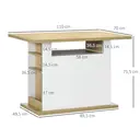 HOMCOM Table à manger ilot central cuisine meuble de rangement table avec grand plan de travail 4 personnes - placard 4 portes et étagères - en bois - dim. 110L x 70l x 75,5H cm blanc et naturel image 2
