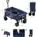 CLIPOP Festival Trolley with All-Terrain Wheels, 180L Folding Wagon with Expandable Tailgate and Adjustable Handle Large Capacity Garden Cart for Beach Camping Outdoor Blue image 3