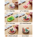 JU7CER 6-Piece Diamond Painting Coaster Set with Stand - Abstract Plant Diamond Art | Adult Beginner Craft Supplies 4×4 Inches (10×10cm) image 6