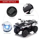 HOMCOM 12V Electric Car for Kids, Battery Powered Quad Bike, Ride-On ATV Car w/ Forward, Reverse Functions, Music, LED Lights image 3