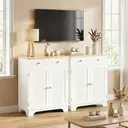 HOMCOM Kitchen Floor Cabinet Side Storage Cupboard Multi-use Sideboard Table with Solid Wood Top, Adjustable Shelf,Drawer for Dining Room, Living Room,Hallway image 7