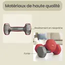 SONGMICSHOME  Ensemble de 2 haltères hexagonaux en néoprène, 2 x 3 kg, avec barres d'haltères, Entraînement à domicile, Rouge image 6