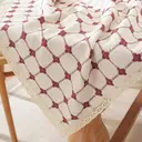 Nappe Rectangulaire Rustique à Carreaux avec Broderie et Bordure en Dentelle – Coton et Lin Anti-Poussière pour Cuisine et Salle à Manger 140x230cm, Rouge Clair image 6