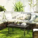 Outsunny Metal Garden Coffee Table, Rectangular Outdoor Side Table with Woodgrain Tabletop, Foot Pads for Outside, Garden, Balcony, Porch, 95 x 55 x 46cm, Brown image 6