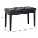 HOMCOM Faux Leather Piano Stool Makeup Stool Bench Dressing Table Seat with Storage 76x36x50cm Black image 2