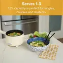 Drew&Cole Cleverpot Cooking Pot - Cream, 1.2L, 600W, Compact, Portable, Serves Up to 3 People, With Glass Lid & Steam Basket image 9