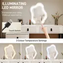 HOMCOM Dressing Table, Vanity Desk with Leaf Shape Mirror, Makeup Table with 5 Drawers, 3-Colour LED Lights, 100x40cm Tabletop, White image 3