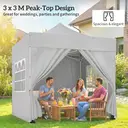 Outsunny 3 x 3 m Pop Up Gazebo with Sidewalls, UPF50+ Heavy Duty Outdoor Garden Party Tent Marquee Wedding Awning Canopy Instant Event Shelter with 4 Sandbags, Wheeled Carry Bag, Silver Grey image 3