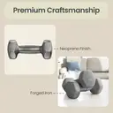 ochamaxsongmics  Neoprene Dumbbells Set - 2 x 1 kg, 2 x 2 kg, 2 x 3 kg, for Workout, with Stand Lime, Teal, and Light Grey  image 6