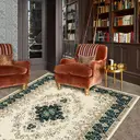 Vintage Design Area Rugs for Living Room, Washable Floral Collection Traditional Bedroom Rug, Low Pile Cute Print Carpet, No Slip Office Kitchen Home Decor, Green,35.8*59.8in image 3