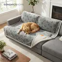 SONGMICS Couverture imperméable pour chien, 229 x 203 cm, couverture en polaire Sherpa pour animaux, lavable en machine, protège-canapé pour chien réversible, gris image 3