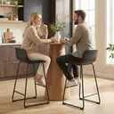 HOMCOM Modern Bar Stools Set of 2, PU Leather Upholstered Barstools, Counter Height Kitchen Chairs with Footrest for Breakfast Bars, Dining Room, Black image 7