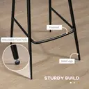 HOMCOM Bar Stools Set of 2, PU Leather Upholstered Bar Chairs, Breakfast Kitchen Counter Chairs with Backs, Steel Legs and Footrests for Dining Room, Brown image 5