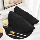 6 pieces, round 38cm woven placemats,Polyester with outer ring, three-strand placemat, black， anti-slip polyester Nordic placemats, suitable for home, kitchen, and dining table use, perfect for holiday parties, birthdays, weddings, and dinners image 3