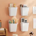 Pack of 4 Self-Adhesive Wall Mounted Storage Boxes, Kitchen Cabinet Door Storage Box, Bathroom Organiser, for Cupboard, Bathroom, Fridge Small Items Organiser Storage Box image 7