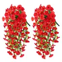Yuejia Lot de 4 bouquets suspendus de fleurs artificielles en soie liseron rouge - 75 cm image 0