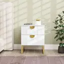 HOMCOM Bedside Table, Bedside Cabinet with 2 Drawers, Modern Side Table with Storage for Bedroom, Living Room, White image 7