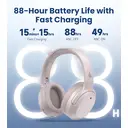 Edifier W820NB Plus Casque supra-auriculaire sans fil à réduction de bruit, -49 dB RBA, Audio haute résolution LDAC, Autonomie de 88 h, Son spatial, Appels clairs par IA, Bluetooth V6.1 et multipoint, rose image 5