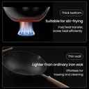 ochama  Premium Iron Wok, 32cm Non-stick Iron Pan, Stir-fry Pan, Frying Pan, Low Smoke, Compatible with Induction and Gas Stoves, Teflon-free Coating, Includes Lid, 32cm image 1