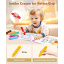 JoyCat 16-Color Jumbo Crayon Set for Toddlers 3-6 Years, Easy-Grip Triangular Crayons, Unbreakable, Non-Toxic & Washable, Includes Coloring Activity Paper, Ideal Art Supplies for Kids image 1