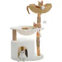 PAWZ Road 102 cm Arbre à chat moderne avec grand panier en rotin et hamac large de 40 cm beige image 0