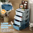 HOMCOM 4 Drawers Plastic Storage Units, 4 Tier Kids Storage Units, Children Toy Chest for Nursery, Playroom, Bedroom, Blue image 6