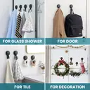 TAILI Lot de 4 crochets de douche à ventouse puissants rotatifs à 360° pour serviette, éponge, crochets muraux polyvalents sans dommage pour l'intérieur de la salle de bain, décoration, supports à ventouse amovibles, faciles à utiliser, Noir image 6