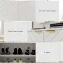 HOMCOM Shoe Cabinet, 12 Pairs Shoe Storage Cabinet with 2 Chevron Doors, Adjustable Shelf, Open Shelf and 6 Vents for Entryway, Hallway, White image 5