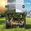 Outsunny 2 x 2 m Pop Up Gazebo with Awning, Waterproof Instant Shelter for Garden BBQ, Fishing, Camping, Easy Setup Garden Gazebo with Sides, Mesh Windows & Carry Bag, Army Green image 5