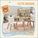 AIYAPLAY 3 Pieces Toddler Table and Chair Set with Centre Mesh Bag, Kids Activity Table Set with Bear-Shaped Backrest, for Arts and Crafts, Reading, Dining, Ages 3-6 Years image 7