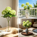 Yuejia 1Pc 13in/33cmArtificial 7-Head Hydrangea Silk Flower Silk Flower Living Room Bedroom Wedding Flower Arrangement Artificial Flower Decoration(green) image 5