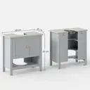 kleankin Under Sink Cabinet, Bathroom Vanity Unit, Pedestal Under Sink Design, Storage Cupboard with Adjustable Shelf, Grey image 2