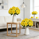 Yuejia Lot de 3 bouquets de fleurs artificielles en soie hibiscus tropical jaune - 45 cm image 0