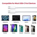 dpower F8216 Câble Type‑C Bidirectionnel Silicones,Câble de charge rapide 3A 60 W， Transfert 480Mbps, Compatible MacBook iPad iPhone16 Samsung Galaxy image 3
