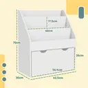AIYAPLAY Kids Bookshelf, Bookcase Toy Storage Organiser with 3 Tier Shelves, Drawer, for Bedroom, Nursery, Playroom, Classroom, White image 7