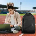 Travel Laptop Backpack， 17 Inch Business Large Backpack Bag With USB Charging Port， Water Resistant Work Rucksack Anti Theft Lightweight for College High School Men Women Casual Daypack， Black， New Year Sale ， Top gift picks image 5