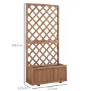 Outsunny 72.5x31.5x149.5cm 45L Garden Wooden Pine Trough Planter with Topped Trellis Climbing Plants Flower Raised Bed Orange image 6