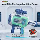 Tokky 48-Hole Automatic Bubble Gun with LED Lights, Rechargeable Bubble Machine, Leak-Proof Design, 1 Million+ Bubbles Per Minute, Outdoor Toy for Kids and Adults, Suitable for Parties and Weddings (Blue) image 1