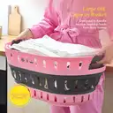 Swan x Lynsey Oval Collapsible Laundry Basket With Soft Grip Handles, 60Litre, Pink And Grey image 7