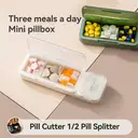 JORDAN&JUDY Small Pill Organizer Portable Mini Daily Pill Case Tablet Cutter Storage Box 1 pc White image 1