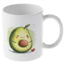 Alphynix 1 Mug Avocat Mignon, 33cl céramique blanche avec visage souriant et rougissement, cadeau à thème kawaii avocat pour amateurs d'avocat, gourmets,Le cadeau de la saint-valentin, cadeau d’anniversaire image 3