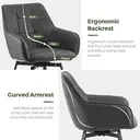 CLIPOP 360° Swivel Dining Chairs Green Faux Leather Upholstered Kitchen Chairs without Wheels Ergonomic Office Desk Chair with Arms and Metal Legs for Home Restaurants 0407-s grey 55*45*82.5 cm image 5